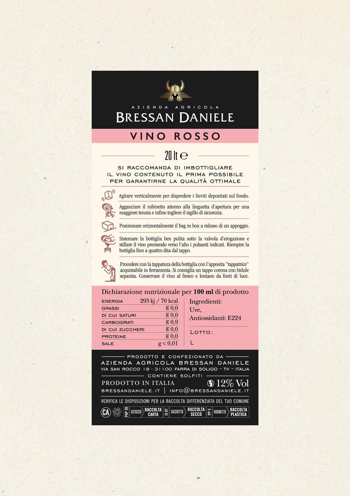 Bag in Box 20 Litri - Rosso